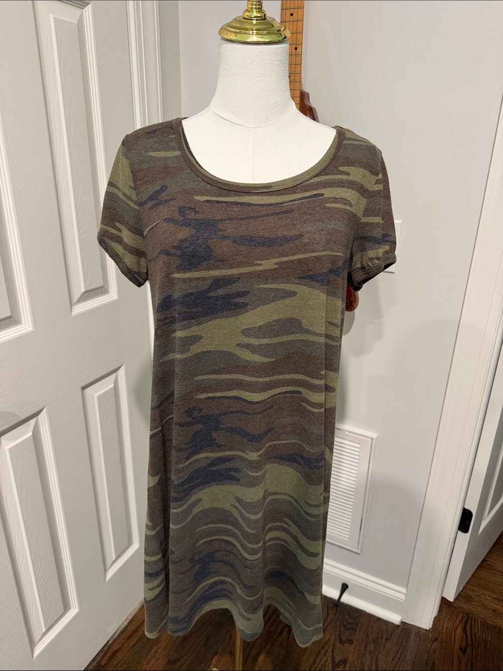 Z Supply Camo Midi Dress in Olive and Brown